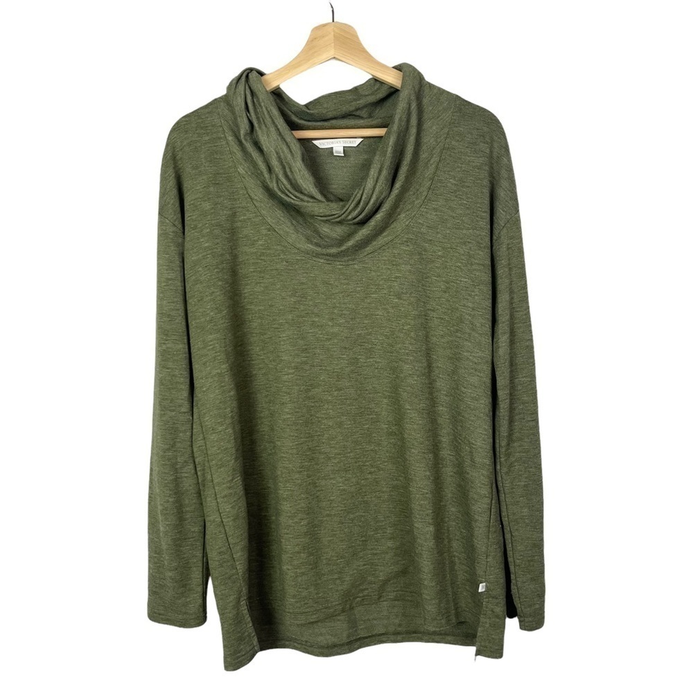 Victoria's Secret Green Cowl Neck Long Sleeve T-Shirt S